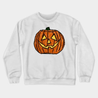 Dark and Gritty Jack o Lantern Carved Pumpkin in Color Crewneck Sweatshirt